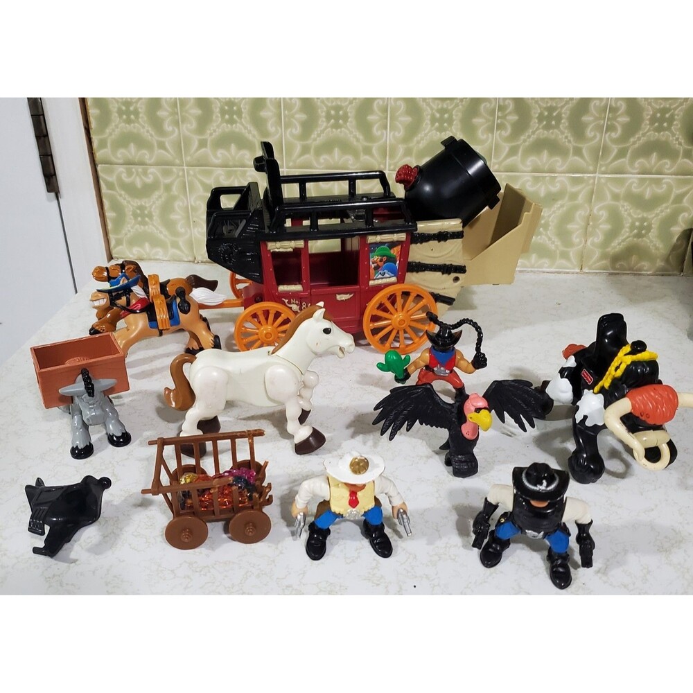 Vintage Fisher-Price Great Adventures™ Cannonball Coach Plus Western Toys Lot